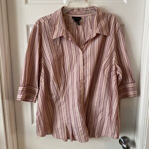 Lane Bryant Women’s Front Button Top Size 22/24 3/4 Sleeve Metallic Collared